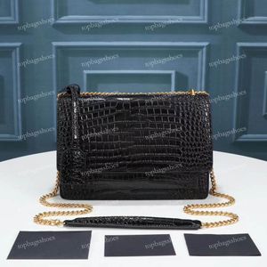 designer chain bags genuine real leather handbag purse crocodile graceful luxury women soft 2021 black red brand fashion camera baguette crossbody bag 24cm