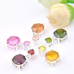 Mescola 5 pezzi Morganite Pink Topaz Citrine Peridot New Luckyshine 925 Sterling Silver Silver Pendant Quad Square Collane Pendenti per Lady Party Gift