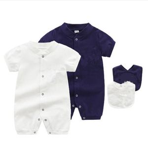Lato baby romper + kapelusz 2 sztuk dzieci niemowlę chłopiec projektant ubrania dziewczyny dziewczyny o-neck krótki rękaw kombinezony bawełniane piżamy odzież