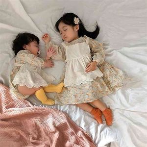 Pai da criança da criança / verão Bebê Bodysuit mãe pequena vestido floral menina roupas gêmeos 210515