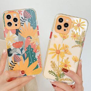 Daisy Floral Phone Fodral för iPhone 12 11 Pro Max XS XR 7 8 Söt Lady Printing Back Skyddskåpa Anpassad logotyp