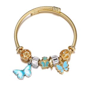 Ny ankomst Utsökta natt 18K guldpläterad gör smycken Butterfly Digner Charms för DIY armband