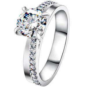 Cluster Rings VS1 F 1CT Genuine 18K White Gold Ring Bonzer 4Prongs Brand Quality Jewelry Moissanite Diamond Anniversary Women