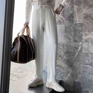 Herbst Koreanische männer Hosen Weiße Jogginghose Casual Hosen Breite bein Hosen Drape Guard Hosen Streetwear Herren Kleidung 210527