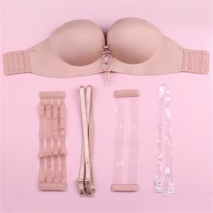 Reggiseno push-up Lingerie sexy Plus Reggiseni senza spalline per donna Reggiseno invisibile senza cuciture Intimo senza schienale per abito da sposa Damigella d'onore 210728