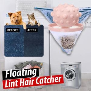 Laundry Bags DIY Hair Catcher Reusable Washing Machine Floating Lint Mesh Trap Bag Filter Net Pouch Household Tool A40