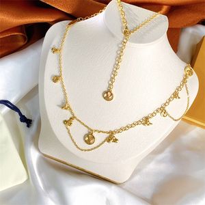 Classic Brev Floral Hänge Halsband med låda Unisex Gold Trendy Chain Charm Exquisite Smycken Party Festival Present halsband