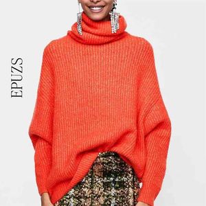 Winter thick turtleneck sweater dress women pullovers casual geen Orange knitted Sweater korean long womens 210521