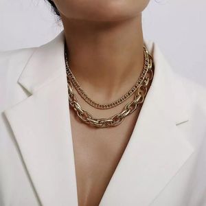 Панк преувеличенные толстые цепные колье ожерелье для женщин Заявление слоистые ожерелье воротник на шее Checker 2021 ювелирные изделия