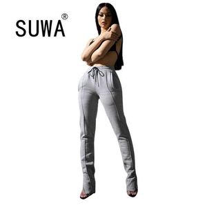 Ürün Kadınlar Pantolon Yüksek Bel Görünü Uzun Ve Ince Bodycon Pantolon Tayt Joggers Sweatpants Chic Moda Streetwear 210525