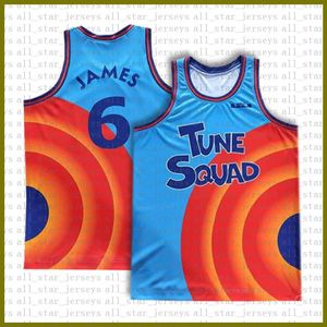 2021 Movie Space Jam Tune Squad Basketball Jersey Blue Lebron 6 James 23 MJ 1 Bugs 22 Bill Murray 10 Lola 2 D.DUCK ! Taz 1/3 Tweety White top