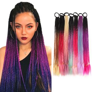 Color Gradient Dirty Braided Ponytail Women Elastic Hair Band Rubber Band Wig Headband cm