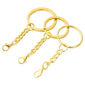 2021 Promotional Rose Gold Metal DIY Split Key Ring med kedja Keychain Ringdelar Split med öppen nyckelkedja nyckelpänne