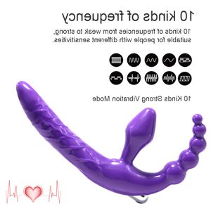 Strapon Clitoris vibrator Big Butt Plug Toys för vuxna band-ons för sex lesbisk dubbel dildo anal pärlor vibratorer