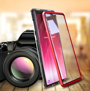 Manyetik Adsorpsiyon Metal Çerçeve Durumda Ön ve Arka Temperli Cam Tam Ekran Kapsama Samsung Galaxy S21 Ultra S21 Artı 30 adet / grup