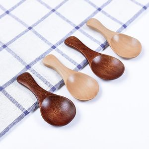 Mini Kitchen Spoons Small Wood Tea Coffee Scoop Salt Spice Seasoning-Spoon Short Handle Wooden-Spoon Dinnerware Accessories