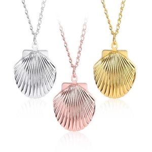 Pendant Necklaces Vintage Small Mermaids Po Locket Sea Shell Necklace Collares Mermaid Choker For Women Souvenir Gift