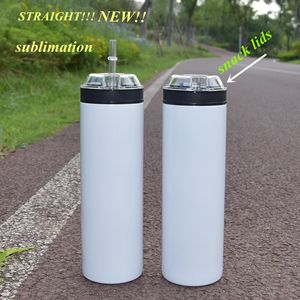 sublimation 20oz Snack tumbler new straight tumblers with snacks lids Drink Cup stainless steel insulated travel coffee mug water bottle cups