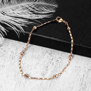 2mm Thin Marina Link Chain 585 Rose Gold Bracelet for Women Girls Woman Wholesale Jewelry Valentines Gifts 20cm Cb11