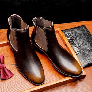 Spring and Autumn fashion Men's Shoes Elastic band Short boots Loafers Man Party Dress Evening Footwear large size:US6.5-US10