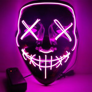 Halloween bal przebierańców LED świecąca maska zabawny straszny zapalić neonowy przewód świecący Cosplay Horror popularne świecące maski na twarz wystrój YL0360