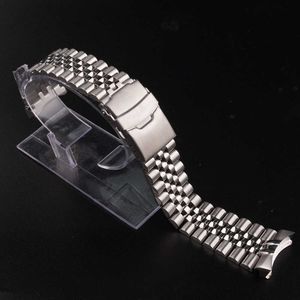 Rolamy 22mm 316l Stainless Steel Silver Jubilee Watch Band Strap Silver Luxury Bracelets Solid Curved End for Seiko Skx007 H0915