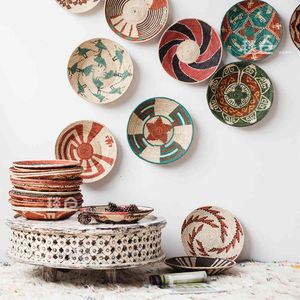 Wall Art Hanging Decor Plates Creative Straw Bowls Bohemian Handmade Fruit Tray Home Decoration