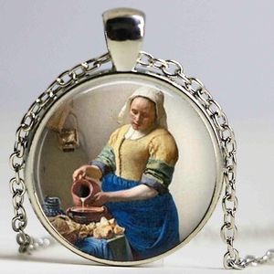 Naszyjniki wisiorek Kuchnia Maid Logo Naszyjnik Johannes Vermeer Handcrafted Vintage Kobiety Biżuteria Prezent