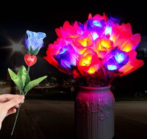 LED Light Up Bouquet Flowers Party Flashing Glowing Rose Wand Sticks Wedding Decoration Valentine's Day Memorial Gift