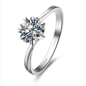 Кластерные кольца 0.5CT Classic Snowflake Pattern Women Ring 925 Стерлингового серебра 925