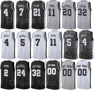 Homens Mulheres Crianças Tela Impressão Tony Parker Jersey 9 Basquete Manu Ginobili 20 Bruce Bowen 12 David Robinson 50 Tim Duncan 21 Thaddeus Young Al-Farouq Aminuq 5