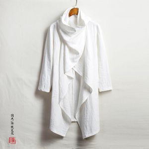 Men's Trench Coats MRGB 2022 Spring Fashion Men Cotton Linen Solid Chinese Style Streetwear Long Male Coat Loose Casual Man Jacket