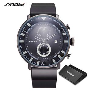 Sinobi 2021 Nowa Moda Zegarek Męski Silikon Luksusowy Sportowy Chronograf Kwarcowy Zegarek Człowiek Auto Date Clock Relogio Masculino Q0524