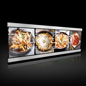 Reklamvisning 60x160cm Slimline Magnetic LED Meny Boards Restaurang Upplysta paneler med 4st 4pcs Lightbox Enheter Träfodral