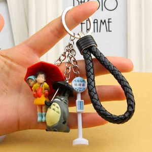 Słodkie Sojusznik Brelok Keychain PVC Totoro Lalka Brelok Holder Fit Kobiety Torba Akcesoria do Miyazaki Hayao Comic Wentylatory Biżuteria