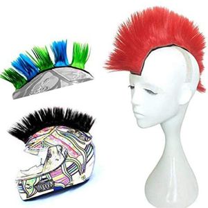 Hawks Solid Mohawk Racing Fahrradhelme Fahrradhaaraufkleber Wiederverwendbare universelle synthetische Perücken Motorradzubehör Outdoor-Helm