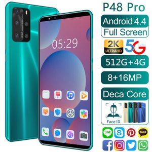 Hot-selling P48 Pro Telefone Celular MTK6580 Octa-Core 5G 5,8 polegadas 8 + 256g Memória exibida Atual Telefone Celular 512MB Memória 4G Network 3G