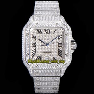 Eternity Jewelry Watches 2021 TWF 4SA0005 Paved Diamonds ETA A2824 Automatik-Herrenuhr, komplett vereist, Diamant-Zifferblatt, Schnellschalter, Stahlarmband, Super Edition 0009