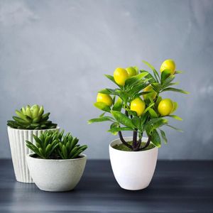 Flores decorativas grinaldas de simulação planta em vaso planta artificial planta em pote fortuna feng shui ornamentos de verde para casa offic