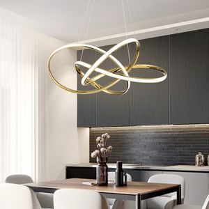 60 cm Chrome / banhado a ouro lâmpadas modernas do candelabro para a cozinha da sala de jantar Cozinha Nordic HangLamp LED Candelabro Home Decoração AC110V-220V