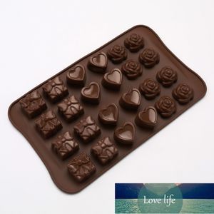 Baking Molds Soft Candy Mould Coffee Color Rose Heart Baking Cake Chocolate Ice Silicone Mold Food Grade 23.5x14x1.6cm 1 Piece Factory price expert design Quality
