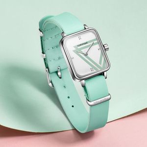 Armbandsur klocka efter kvinnor märke kvarts damer flickor enkel stil lyxig vintage fyrkantig handled liten grön