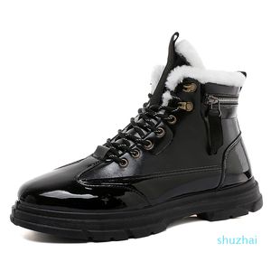 Wholesale winter snow boots for men for sale - Group buy 2021 Designer Boots Fashion Luxury Winter Snow Boot For Men Shoes Smooth Leather Ankle Half Black White Bordeaux Platform outdoor