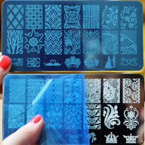 Wholesale steel stamping resale online - Nail Art Templates Stamping Stainless Steel Manicure Plate Transfer Template Style Nail plate CM