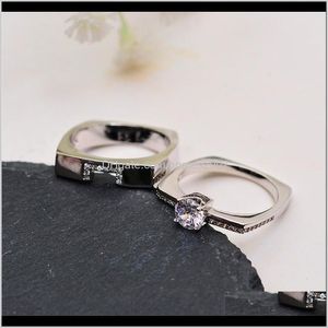 Jewelryluxury Crystal Female Small Stone Ring Set Fashion Rose Gold Fedi nuziali da sposa per le donne Promise Love Engagement Drop Delivery 2021