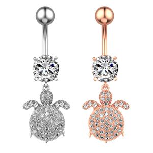 316L stainless steel Body Piercing Jewelry Dangle Tortoise Belly Button Rings Turtle Navel Barbell with Zircon
