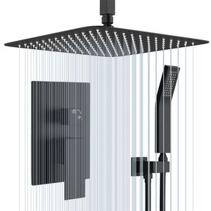 Sufitowy system prysznicowy ustawiony z 10 cali kwadratową mosiężną prysznicową głowicą, ręcznym i prysznicem Kran