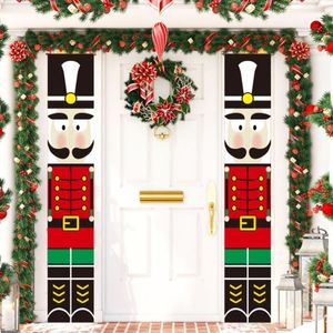 Juldekorationer Nötknäppare Soldat Banner Inredning För Hem Holiday Merry Happy Year Door Drop / Wholeale