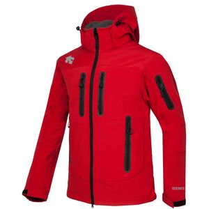 The men DESCENTE Softshell jacket face coat Men Outdoors Sports Coats men Ski Hiking Windproof Winter Outwear Soft Shell jacket black 1837