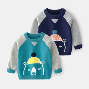 Höst Nya Pojkar Casual Style Sweater Små och medelstora Mens Pullover Barnrund Hals Trend Cartoon Sweater Girls Tröjor Y1024